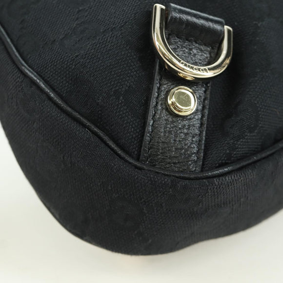 GUCCI GG Canvas Abbey Shoulder Bag Black Gold 180738 Auth AMZ541V