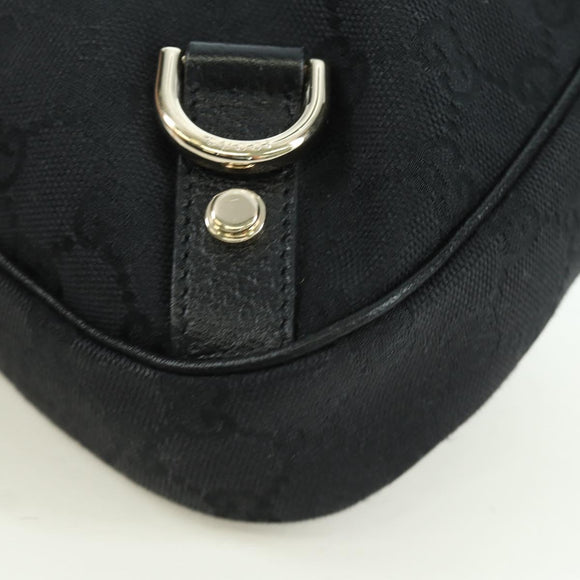 GUCCI GG Canvas Abbey Shoulder Bag Black Gold 180738 Auth AMZ541V