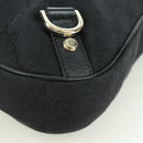 GUCCI GG Canvas Abbey Shoulder Bag Black Gold 180738 Auth AMZ541V-16