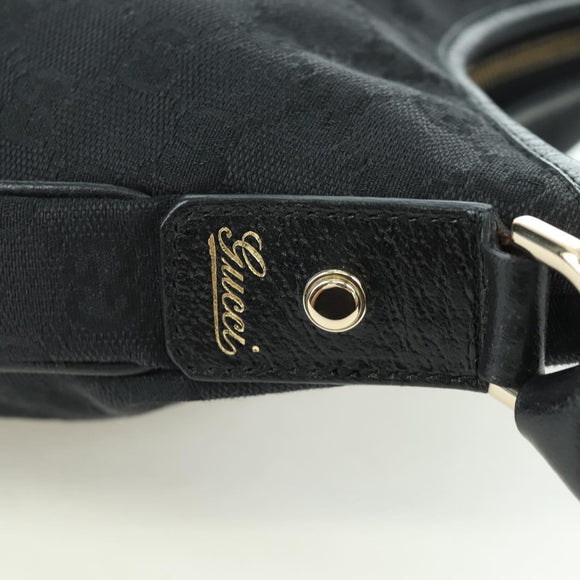 GUCCI GG Canvas Abbey Shoulder Bag Black Gold 180738 Auth AMZ541V