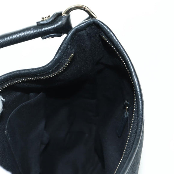 GUCCI GG Canvas Abbey Shoulder Bag Black Gold 180738 Auth AMZ541V