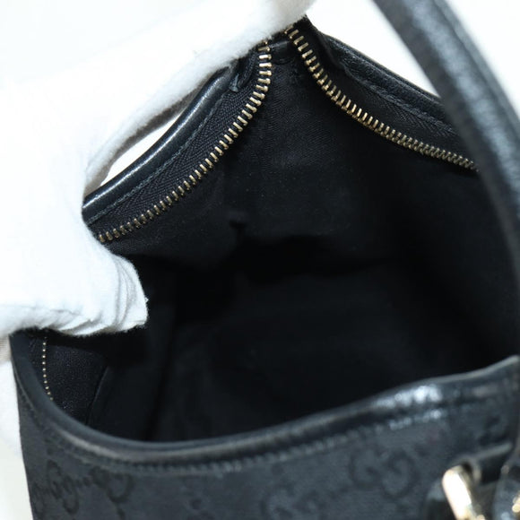 GUCCI GG Canvas Abbey Shoulder Bag Black Gold 180738 Auth AMZ541V
