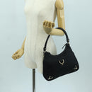GUCCI GG Canvas Abbey Shoulder Bag Black Gold 180738 Auth AMZ541V-24
