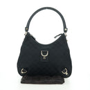 GUCCI GG Canvas Abbey Shoulder Bag Black Gold 180738 Auth AMZ541V-12