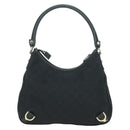 GUCCI GG Canvas Abbey Shoulder Bag Black Gold 180738 Auth AMZ541V-2