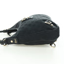 GUCCI GG Canvas Abbey Shoulder Bag Black Gold 180738 Auth AMZ541V-3