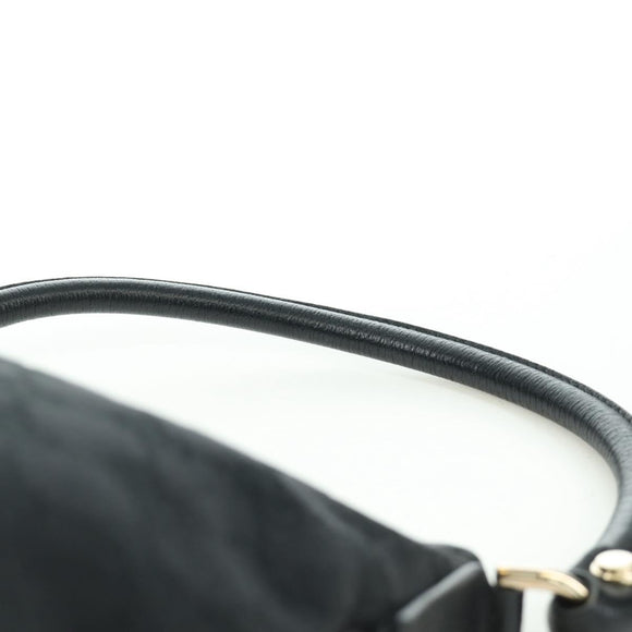 GUCCI GG Canvas Abbey Shoulder Bag Black Gold 180738 Auth AMZ541V