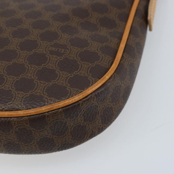 CELINE Macadam Canvas Shoulder Bag PVC Leather Brown Gold Auth AMZ543A