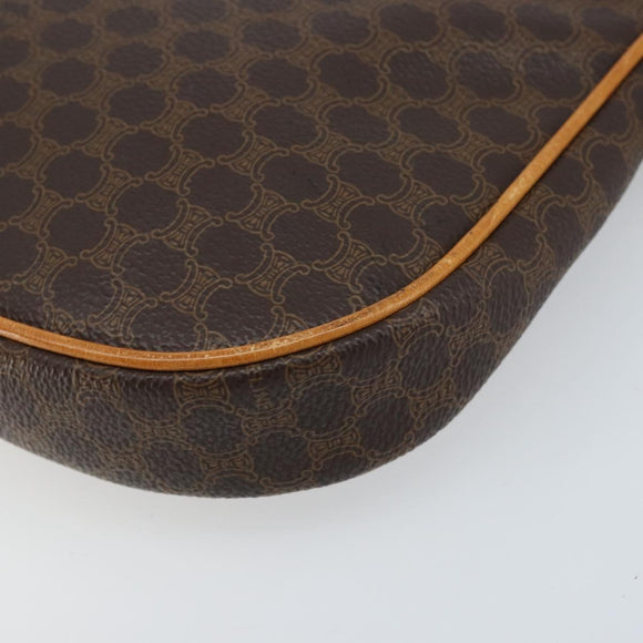 CELINE Macadam Canvas Shoulder Bag PVC Leather Brown Gold Auth AMZ543A