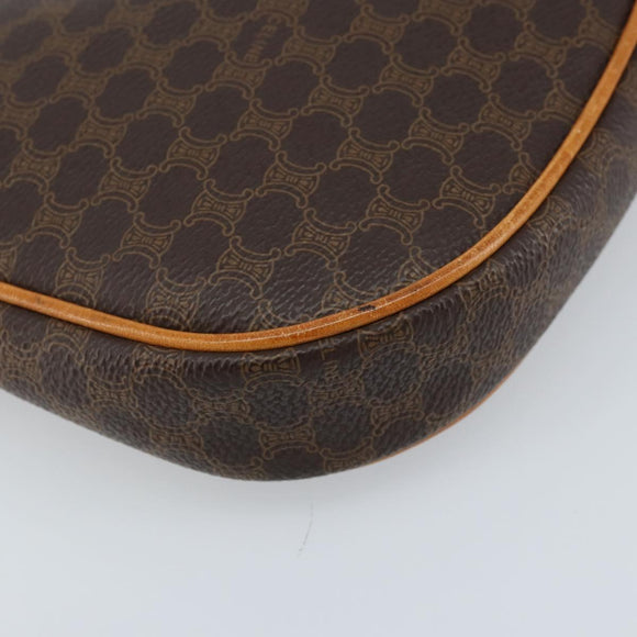 CELINE Macadam Canvas Shoulder Bag PVC Leather Brown Gold Auth AMZ543A