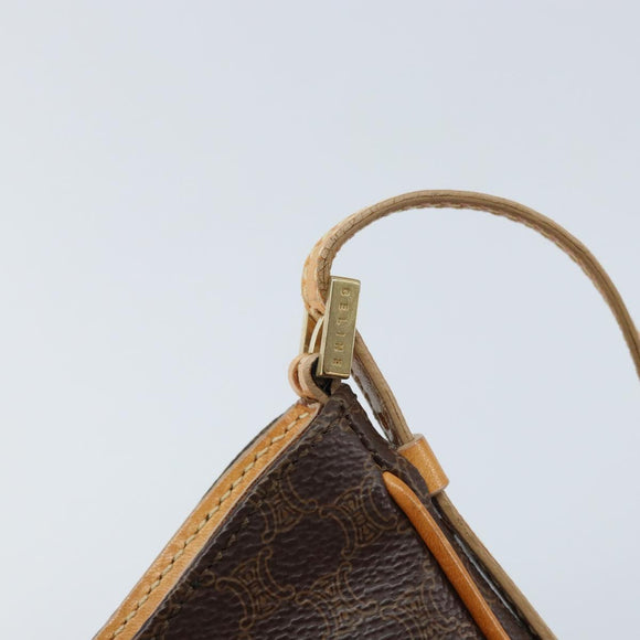 CELINE Macadam Canvas Shoulder Bag PVC Leather Brown Gold Auth AMZ543A
