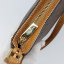 CELINE Macadam Canvas Shoulder Bag PVC Leather Brown Gold Auth AMZ543A-10