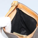 CELINE Macadam Canvas Shoulder Bag PVC Leather Brown Gold Auth AMZ543A-20