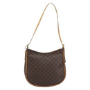 CELINE Macadam Canvas Shoulder Bag PVC Leather Brown Gold Auth AMZ543A-13