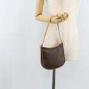 CELINE Macadam Canvas Shoulder Bag PVC Leather Brown Gold Auth AMZ543A-21