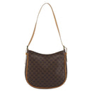 CELINE Macadam Canvas Shoulder Bag PVC Leather Brown Gold Auth AMZ543A-2