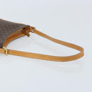 CELINE Macadam Canvas Shoulder Bag PVC Leather Brown Gold Auth AMZ543A-7