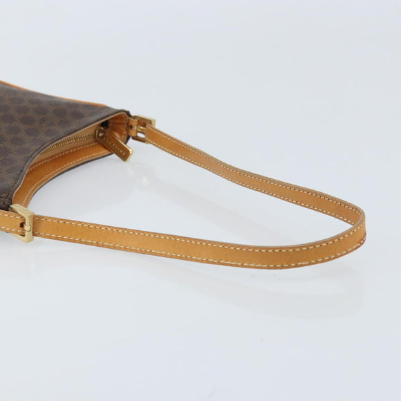 CELINE Macadam Canvas Shoulder Bag PVC Leather Brown Gold Auth AMZ543A
