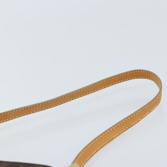 CELINE Macadam Canvas Shoulder Bag PVC Leather Brown Gold Auth AMZ543A