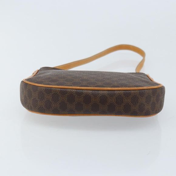CELINE Macadam Canvas Shoulder Bag PVC Leather Brown Gold Auth AMZ543A