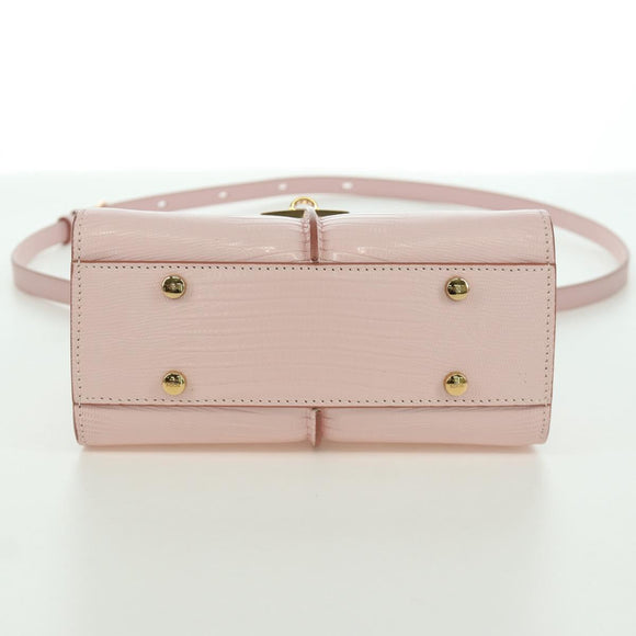 TOD’S Timeless T Hand Bag Leather 2way Pink Gold Auth AMZ549SAM