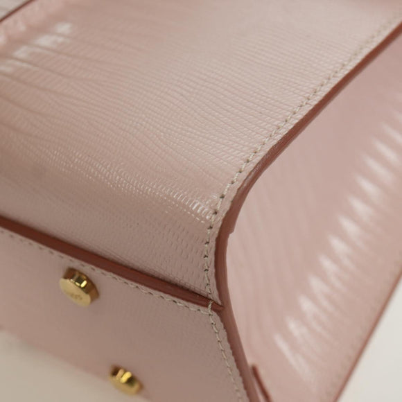 TOD’S Timeless T Hand Bag Leather 2way Pink Gold Auth AMZ549SAM