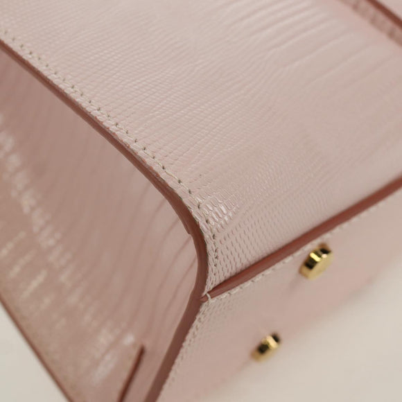TOD’S Timeless T Hand Bag Leather 2way Pink Gold Auth AMZ549SAM