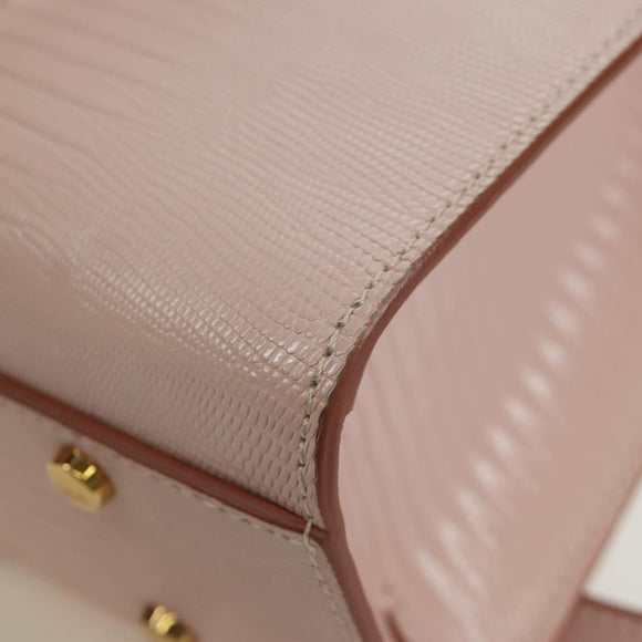 TOD’S Timeless T Hand Bag Leather 2way Pink Gold Auth AMZ549SAM