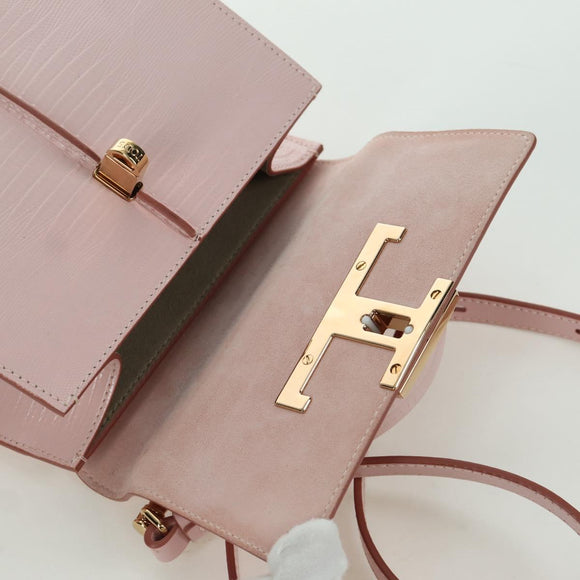 TOD’S Timeless T Hand Bag Leather 2way Pink Gold Auth AMZ549SAM