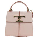 TOD’S Timeless T Hand Bag Leather 2way Pink Gold Auth AMZ549SAM-13