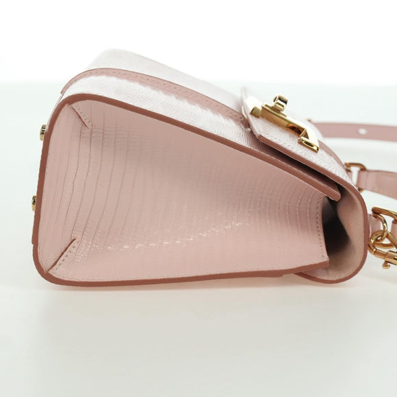 TOD’S Timeless T Hand Bag Leather 2way Pink Gold Auth AMZ549SAM