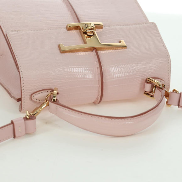 TOD’S Timeless T Hand Bag Leather 2way Pink Gold Auth AMZ549SAM