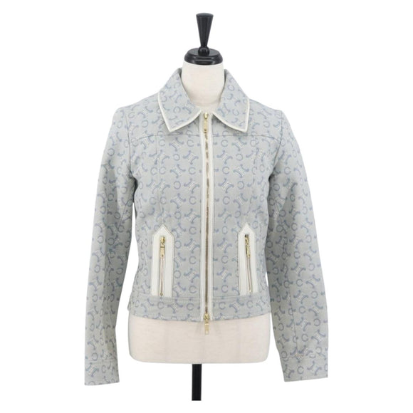 CELINE C Macadam Canvas Jacket Light Blue Auth AMZ552M