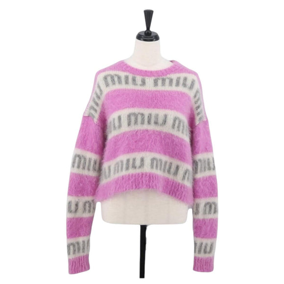 Miu Miu Knitted Fabrics Sweatshirt Mohair Pink Auth AMZ554SAM