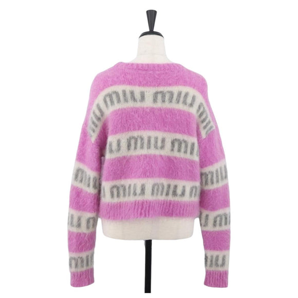 Miu Miu Knitted Fabrics Sweatshirt Mohair Pink Auth AMZ554SAM