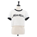 Miu Miu Short Sleeved T Shirt Cotton White Auth AMZ555M-1