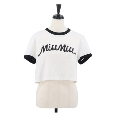 Miu Miu Short Sleeved T Shirt Cotton White Auth AMZ555M