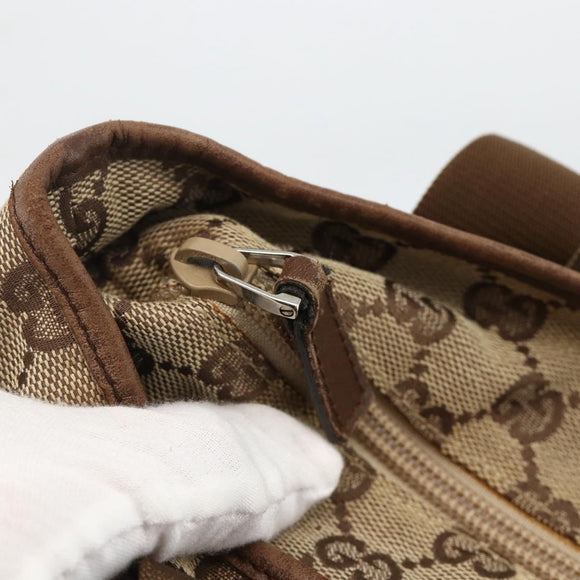GUCCI GG Canvas Tote Bag Beige Silver 28892 Auth AMZ559