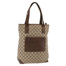 GUCCI GG Canvas Tote Bag Beige Silver 28892 Auth AMZ559-1