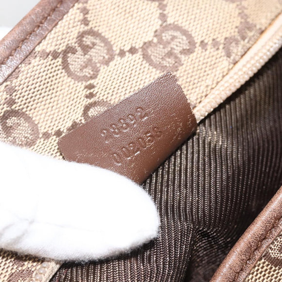 GUCCI GG Canvas Tote Bag Beige Silver 28892 Auth AMZ559