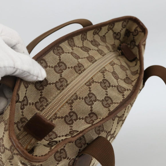GUCCI GG Canvas Tote Bag Beige Silver 28892 Auth AMZ559