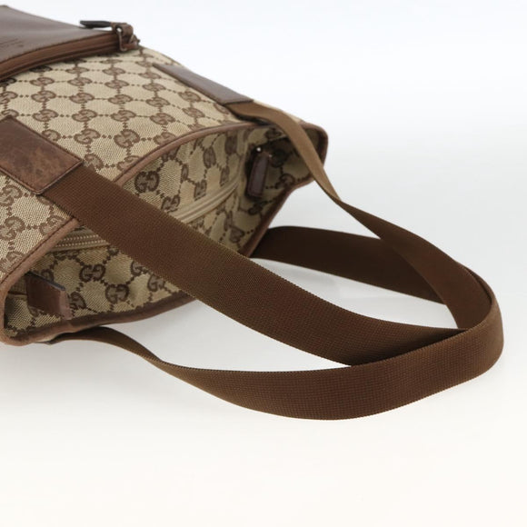 GUCCI GG Canvas Tote Bag Beige Silver 28892 Auth AMZ559
