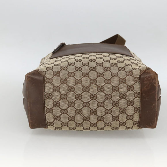 GUCCI GG Canvas Tote Bag Beige Silver 28892 Auth AMZ559