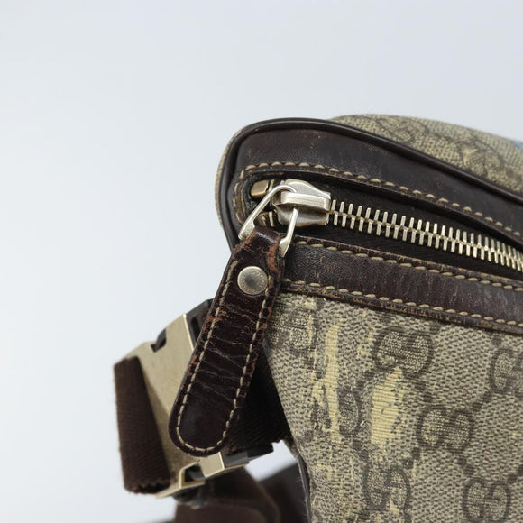 GUCCI GG Supreme Body Bag PVC Beige Gold 211110 Auth AMZ560