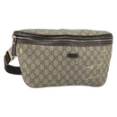 GUCCI GG Supreme Body Bag PVC Beige Gold 211110 Auth AMZ560-1