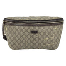 GUCCI GG Supreme Body Bag PVC Beige Gold 211110 Auth AMZ560-13