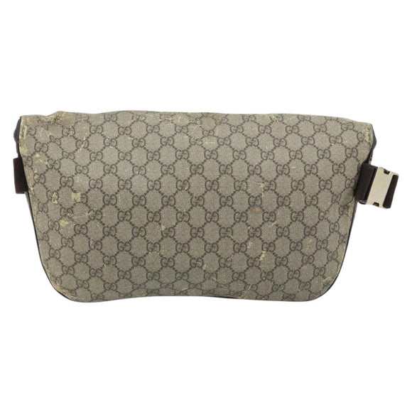 GUCCI GG Supreme Body Bag PVC Beige Gold 211110 Auth AMZ560