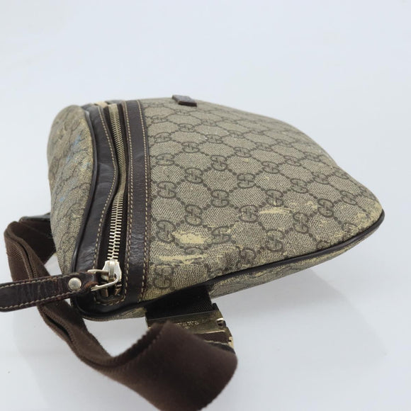 GUCCI GG Supreme Body Bag PVC Beige Gold 211110 Auth AMZ560