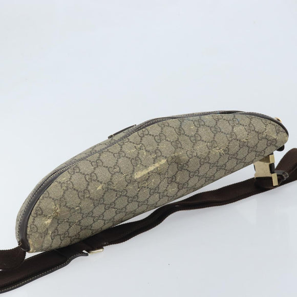 GUCCI GG Supreme Body Bag PVC Beige Gold 211110 Auth AMZ560