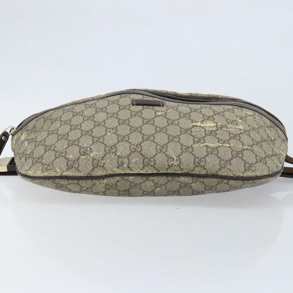 GUCCI GG Supreme Body Bag PVC Beige Gold 211110 Auth AMZ560